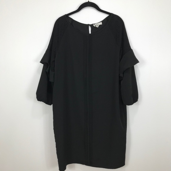 H Halston Black Dress with Lace Shoulders Size M - Picture 6 of 15